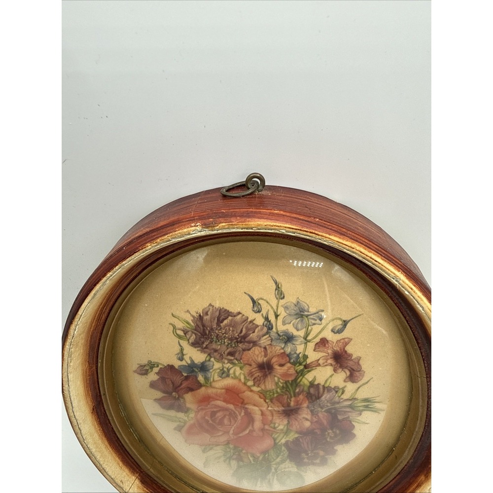 Vintage Wooden Bubble Frame Peter Watson Bouquet Of Flowers 9x7"